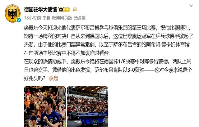 日本队翻盘德国队，樊振东带队取胜